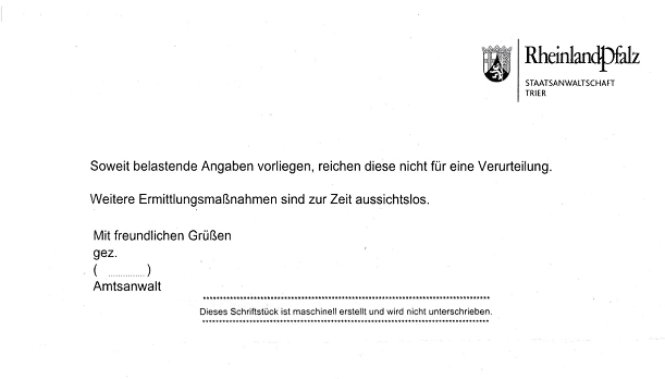 Schreiben der Staatsanwaltschaft Seite 2